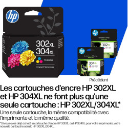 HP 302XL/304XL Tricolore, B7RT8AE, Cartouche d’Encre Original, Compatible avec Les imprimantes DeskJet 1110, 2130, 2620, 3630, 3