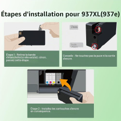 Cartouche 937 937XL 9730e 9120e pour HP 937 Pack de 4 Cartouches 937e XL | Compatible pour HP OfficeJet Pro 9720e 9120e 9132e 91
