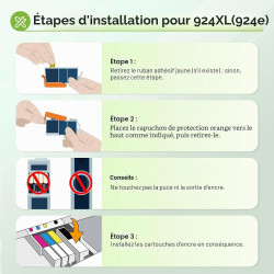 Cartouche Encre 924 XL 8132e 8122e pour HP 924 Pack de 4 Cartouches 924e | Compatible pour HP924 924XL 924e pour HP OfficeJet Pr