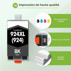 Cartouche Encre 924 XL 8132e 8122e pour HP 924 Pack de 4 Cartouches 924e | Compatible pour HP924 924XL 924e pour HP OfficeJet Pr