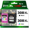 308 XL Cartouches d'encre pour Cartouche HP 308 Noir et Couleur Cartouche Remplacement pour Envy 6120 6120e 6110e 6122e 6132e 65