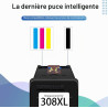 308 XL Cartouches d'encre pour Cartouche HP 308 Noir et Couleur Cartouche Remplacement pour Envy 6120 6120e 6110e 6122e 6132e 65