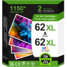 62 XL Cartouches d'impression Multipack,62XL Cartouches Noir et Couleur Compatible pour Original Cartouche HP 62 pour Envy 5541 