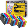 123CONSOMMABLES - Pack 12 Cartouches Encre pour 604 XL Compatible avec Epson XP-2200 XP-3200 XP-4200, Workforce WF-2910 WF-2930 