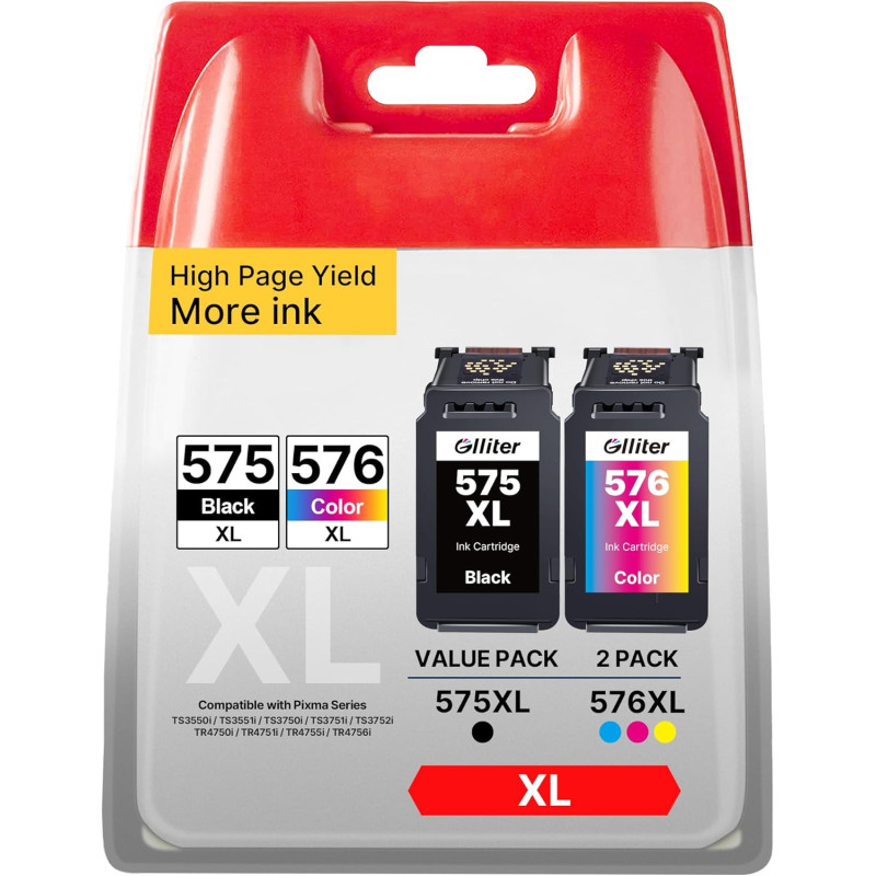 PG-575 XL CL-576 XL 575 576 XL Cartouche Remplacement pour Canon 575 et 576 575XL 576XL pour Pixma TR4750i TR4755i TS3550i TS375