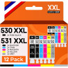 Supply Guy 530 531 XXL Cartouches pour PIXMA TS8750 TS8751 remplace Canon PGI-530 CLI-531 (12 Cartouches)
