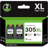 305XL Noir Cartouche 305 Remplacement pour HP 305 XL Noir Cartouche pour HP Deskjet 2700e 2720e 2710e 2723e Plus 4120e 4220e Env