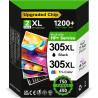 Encre 305XL BK/CMY - 750/450+ Pages, Remplacement pour Originale Cartouche HP 305 Noir et Couleur, pour HP DeskJet 2810e 2820e 2