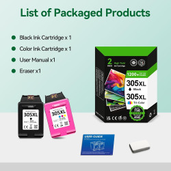 Encre 305XL BK/CMY - 750/450+ Pages, Remplacement pour Originale Cartouche HP 305 Noir et Couleur, pour HP DeskJet 2810e 2820e 2