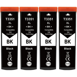 Cartouches 33XL Noir Compatibles avec Epson 33XL Noir BK Lot de 4 | Cartouches 33xl noir pour imprimantes Epson Expression Premi