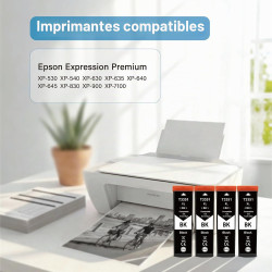 Cartouches 33XL Noir Compatibles avec Epson 33XL Noir BK Lot de 4 | Cartouches 33xl noir pour imprimantes Epson Expression Premi