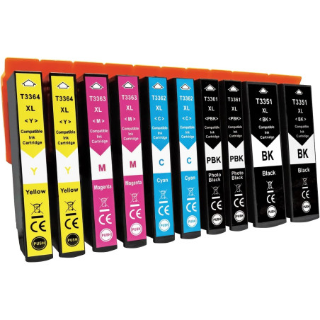 Cartouches 33XL Compatibles avec Epson 33XL Multipack Lot de 10 | Cartouches 33XL multipack pour Epson Expression Premium XP-710