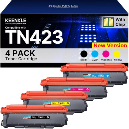 KEENKLE TN-423 TN423 Lot de 4 Toners compatibles avec Brother TN-423BK TN 423 pour Brother MFC-L8690CDW HL-L8260CDW MFC-l9570cdw