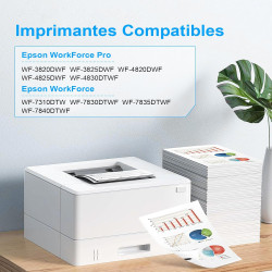 Aruotec Cartouches Encre Compatibles avec Epson Workforce WF-4825 WF-7840 | 4 Noir pour Epson WorkForce WF-3820 WF-4830 WF-4820 