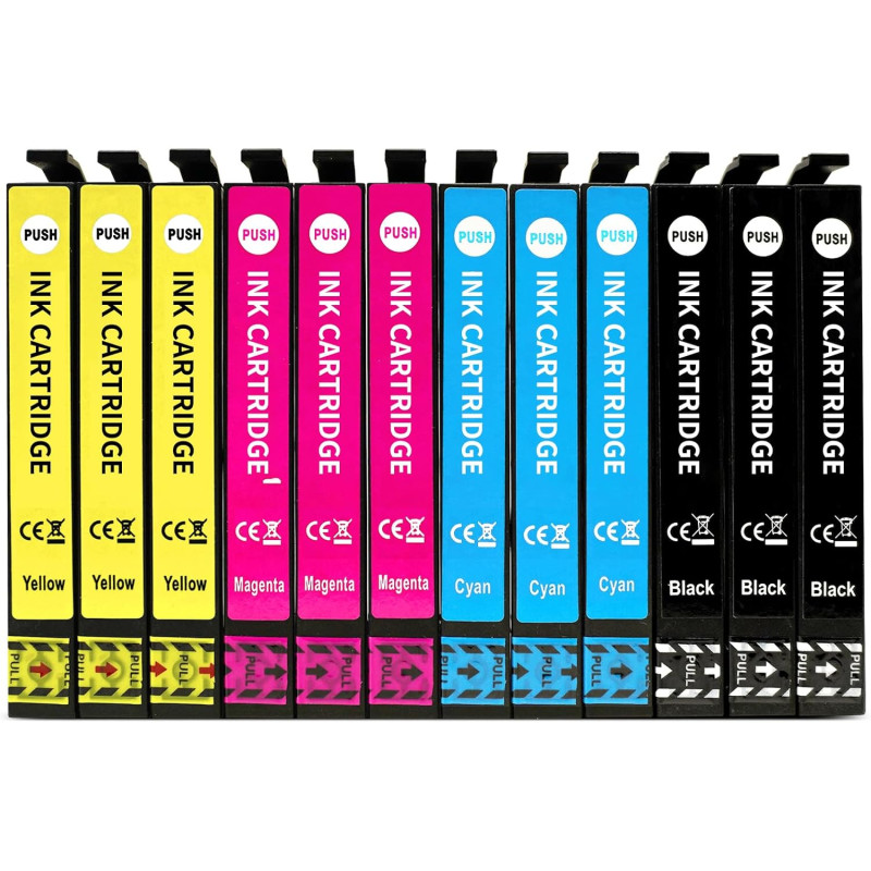 Aruotec Cartouches Encre Compatibles avec Epson Workforce WF-4820 WF-7840 | Lot de 12 (3 Noir,3 Cyan,3 Magenta, 3 Jaune)pour Eps