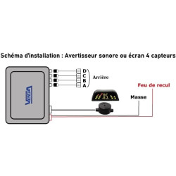 VEGA Radars de recul sonore avec écran LCD Marque Française 4 capteurs gris foncés