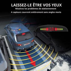 Cocar Noir Voiture Radar de Recul LED Parking Beep & park Assist Système avec Distance Affichage Rétro Aide au Parcage + 4 Capte