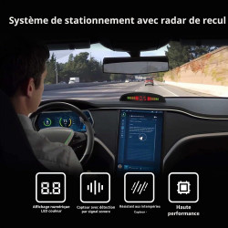 Cocar Argent Voiture Radar de Recul LED Parking Beep & park Assist Système avec Distance Affichage Rétro Aide au Parcage + 4 Cap