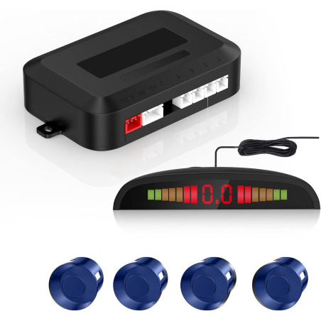 Cocar Bleu Voiture Radar de Recul LED Parking Beep & park Assist Système avec Distance Affichage Rétro Aide au Parcage + 4 Capte