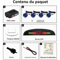 Cocar Bleu Voiture Radar de Recul LED Parking Beep & park Assist Système avec Distance Affichage Rétro Aide au Parcage + 4 Capte