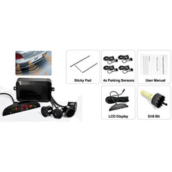Cocar Rouge Voiture Radar de Recul LED Parking Beep & park Assist Système avec Distance Affichage Rétro Aide au Parcage + 4 Capt