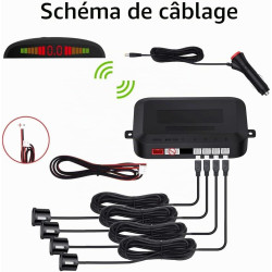 Radar De Recul Voiture Sans Fil, Système De Radar Inversé Avec 4 Radars De Recul, Affichage De Distance à LED Sans Fil Avec Aver