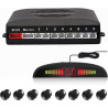 Voiture Système Radar de Recul, Cocar Buzzer Radar Parking Kit LED Écran avec Distance Affichage + 8 Capteurs + Avertissement so