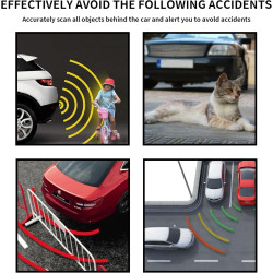 Voiture Système Radar de Recul, Cocar Buzzer Radar Parking Kit LED Écran avec Distance Affichage + 8 Capteurs + Avertissement so