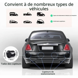 Radar De Recul Voiture Sans Fil, Système De Radar Inversé Avec 4 Radars De Recul, Affichage De Distance à LED Sans Fil Avec Aver