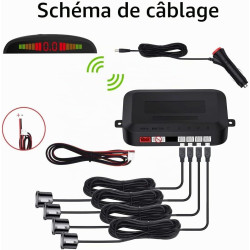 Radar De Recul Voiture Sans Fil, Système De Radar Inversé Avec 4 Radars De Recul, Affichage De Distance à LED Sans Fil Avec Aver