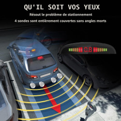 Radar De Recul Voiture Sans Fil, Système De Radar Inversé Avec 4 Radars De Recul, Affichage De Distance à LED Sans Fil Avec Aver