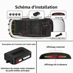 Radar De Recul Voiture Sans Fil, Système De Radar Inversé Avec 4 Radars De Recul, Affichage De Distance à LED Sans Fil Avec Aver