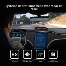 Voiture Système Radar de Recul, Cocar Buzzer Radar Parking Kit LED Écran avec Distance Affichage + 8 Capteurs + Avertissement so