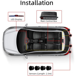Radar de Recul Voiture, Aide au Stationnement avec 4 Capteurs de Stationnement Arrière PDC, Somme Kit D'alerte de Distance avec 