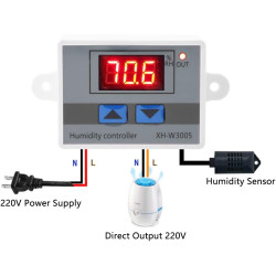 Capteur d'humidité XH-W3005 haute précision 12 V/24 V/220 V Hygromètre Numérique Commutateur Contrôleur 0~99% RH (220 V)