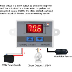 XH-W3005 Contrôleur D'humidité Numérique Hygromètre à Capteur D'humidité de Haute Précision 12V / 24V / 220V(12V)