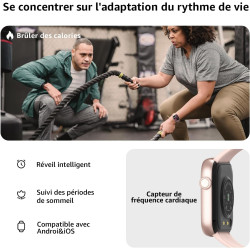 Acclafit montre connectée homme femme avec appels bleutooth, écran 1.85" hd smartwatch sport (140+ modes), cardiofréquencemètre,