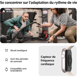 Acclafit montre connectée homme femme avec appels bleutooth, écran 1.85" hd smartwatch sport (140+ modes), cardiofréquencemètre,