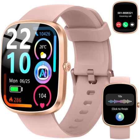 Ia montre connectée femme homme avec chatgpt, 1.91''smartwatch avec appel bleutooth, etanche ip68 montre sport podometre cardiof