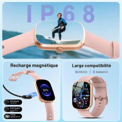 Ia montre connectée femme homme avec chatgpt, 1.91''smartwatch avec appel bleutooth, etanche ip68 montre sport podometre cardiof
