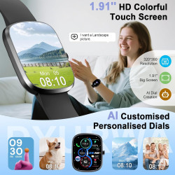 Ia montre connectée homme femme avec chatgpt, 1.91''smartwatch avec appel bleutooth, etanche ip68 montre sport podometre cardiof
