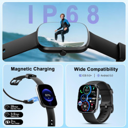 Ia montre connectée homme femme avec chatgpt, 1.91''smartwatch avec appel bleutooth, etanche ip68 montre sport podometre cardiof