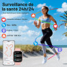 Montre connectée femme homme avec appel bleutooth, 1.91'' smartwatch avec 110+ sportifs podometre/cardiofrequencemetre/sommeil s