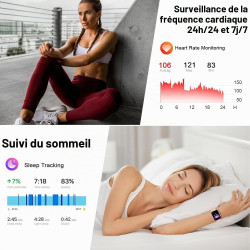 Montre connectée femme homme avec appel bleutooth, 1.91'' smartwatch avec 110+ sportifs podometre/cardiofrequencemetre/sommeil s