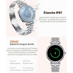 Montre Intelligente pour Femme, écran Couleur de 3,2 cm, étanchéité IP67, traqueur d'activité Physique, Moniteur de fréquence Ca