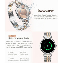 Montre Intelligente pour Femme, écran Couleur de 3,2 cm, étanchéité IP67, traqueur d'activité Physique, Moniteur de fréquence Ca