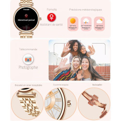 Montre Intelligente pour Femme, écran Couleur de 3,2 cm, étanchéité IP67, traqueur d'activité Physique, Moniteur de fréquence Ca