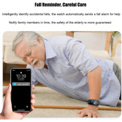 X&z-xaoy montre intelligente pour seniors avec détection de chute montre intelligente avec alarme sos pour personnes âgées avec 
