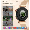 Montre connectée femme avec appel bleutooth, smartwatch ronde 1,27" 41mm pour petit poignet, 3 bracelet, 100 modes sport suivi s