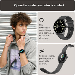 AcclaFit Montre Connectée Femme Homme, 1,38" Full Touch Smartwatch avec Répondre/Numéroter, 147+ Modes Sportifs, Compteur de Cal